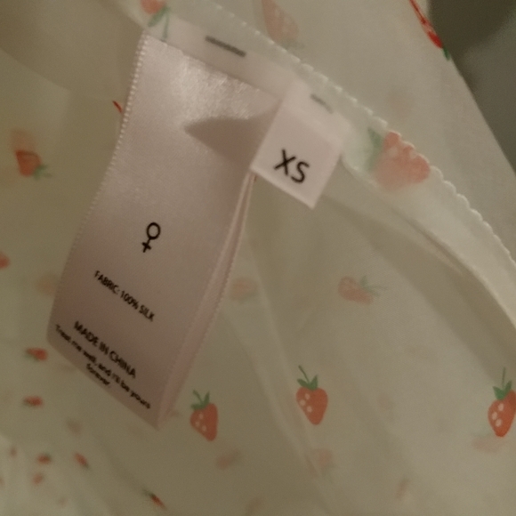 Selkie La Fraise Strawberry Print Silk Gauze Boudoir Dress - XS / NWOT - Picture 8 of 9